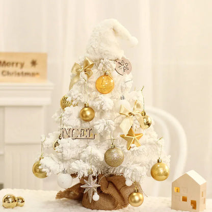 锐御 · ins风白色圣诞树植绒diy圣诞节装饰品高档小型家用布置桌面摆件 · 60cm】雪树红色圣诞树（自备电池）